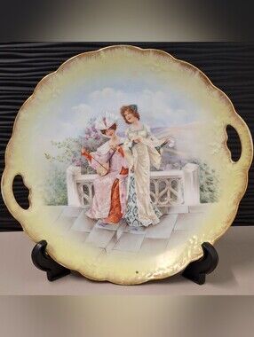 Antique 1900-1920 Moschendorf Porcelain Bavaria Handled Cake Plate 10"